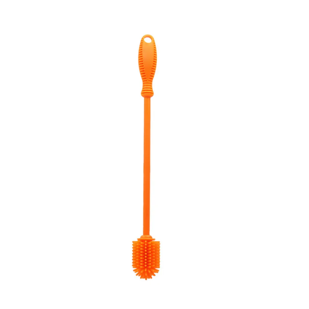 Multifunktionales Silikon Langgang Griff Babykind Fütterungsputzpinsel-Orange ,Größen:12 inch